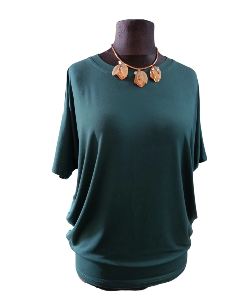 Bluzka Sonia w luźnym stylu oversize krótki rękaw - butelkowa zieleń